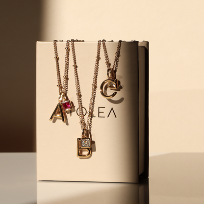 Initial & Birthstone Charm Necklace